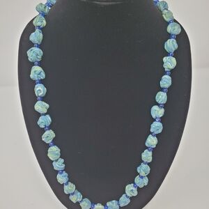 Mr. We Blue/Green Polymer Clay Necklace